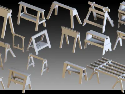 70 Wooden Props- Kitbash- High detail 3d models Low-poly 3D model