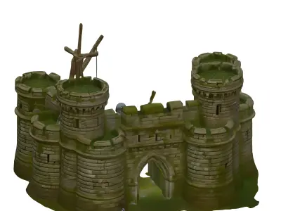 Old Castle Gate 3D Model  Medieva Low Poly PBR Texture GameReady Low-poly 3D model