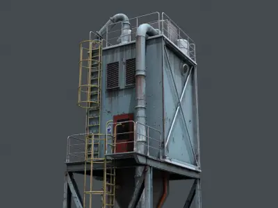 Industrial Hopper Structure Weathered Low-poly 3D model