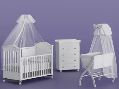 Childis baby Bed set 3d model 3D model