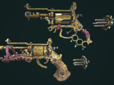Modular stylized desert revolver Low-poly 3D model