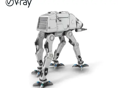 Bipedal Sci-Fi Walker Armored Model Pack Low-poly 3D model