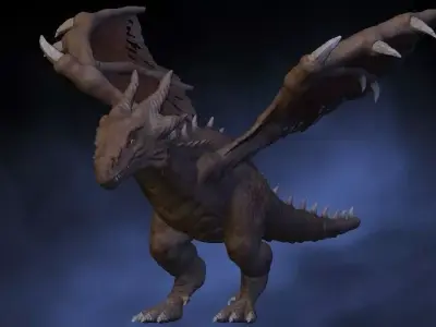 Brown dragon Low-poly 3D model purchase