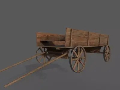 Horse Cart Low-poly 3D model 2
