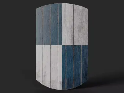 Slavic square wooden shield-painted checker symbol Low-poly 3D model