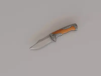 Floral Pocket Knife Low-poly 3D model