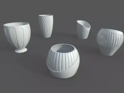Vase Pack02 - 5 Models Free 3D print model