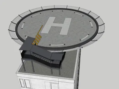 Helipad 3D model helicopter 3D model