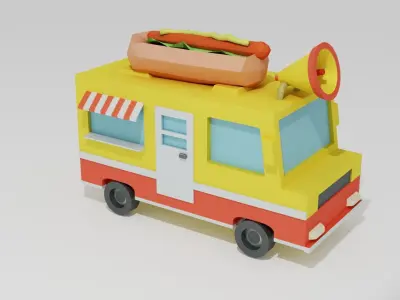 Hot Dog Truck Low-poly 3D model