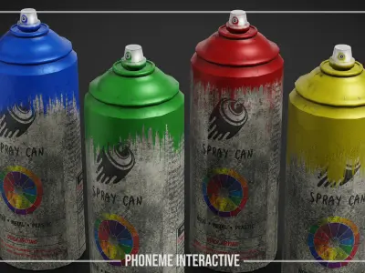 Spray Can Pack - Game Ready Urban Prop with 4K Textures Low-poly 3D model