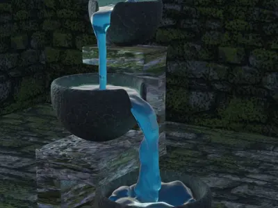 Fountain with three bowls of water 3D model