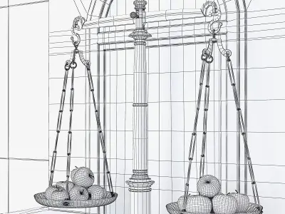 Brass Library Scales and Pedestal 3D model