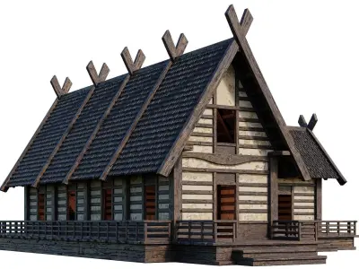 Old Medieval Building House 4K Textures GameReady 85 Low-poly 3D model