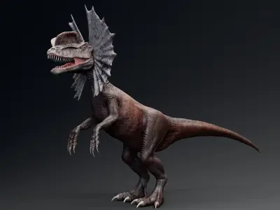 Dinosaur Dilophosaurus Low-poly 3D model