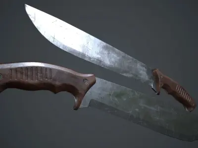 Machete Knife PBR Game Ready Low-poly 3D model