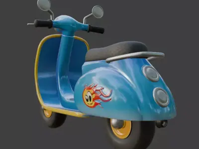Vintage Retro Scooter 3D Model 3D model 4