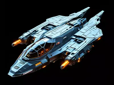 Scifi Fighter Spaceship 3D Model Low-poly 3D model purchase