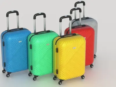 Suitcase 2 colorful suitcases on wheels Low-poly 3D model