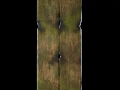 Low Poly Wood piece of with paint Low-poly 3D model