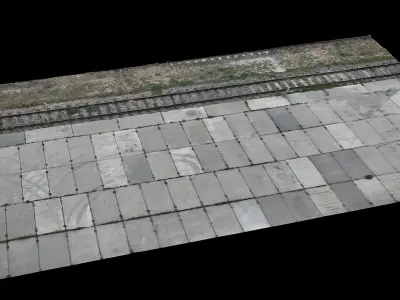 industrial ground railway concrete slabs photogrammetry 3D model