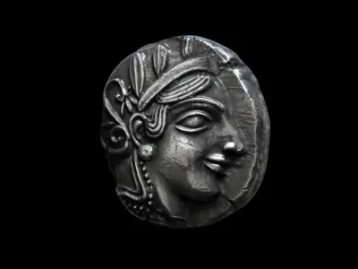 Tetradrachm Athena and owl replica 4th century BCE 3D print model