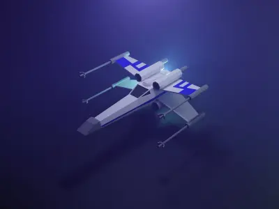 Low Poly X-WING 3D model Animated Low-poly 3D model