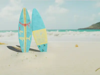 Surfboard pair of ovals Low-poly 3D model