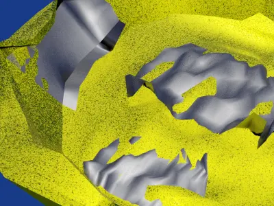 Rough golden surface paint weathering reveal aluminium layer  Low-poly 3D model