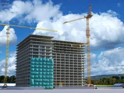 Potain MR 295 Luffing Jib Crane 3D model
