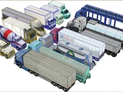 14 Low-Poly Trucks vol1 Low-poly 3D model