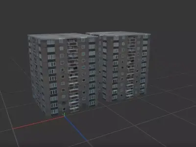 Low Poly model high rise apartment building Free low-poly 3D model