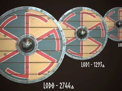 Viking Shield 25 Low-poly 3D model