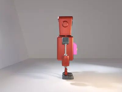Red Mailbox Robot 3D model