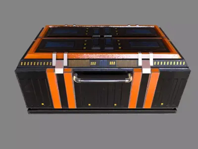 Futuristic industrial box crate lowpoly 3d model Low-poly 3D model