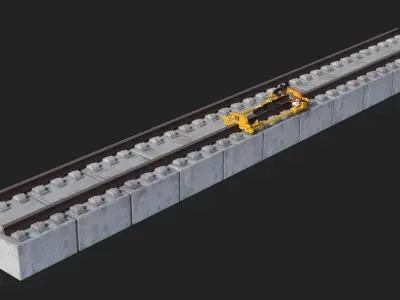 Enerpac Rail Puller Mounted on Track 3D model