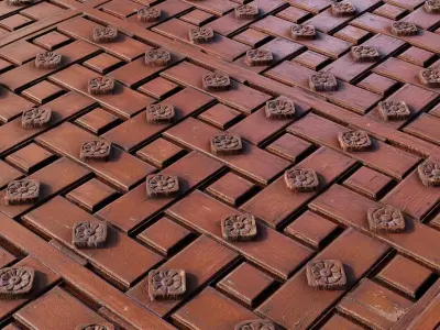 Carved Wooden Door Panel PBR  Texture