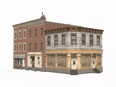 Modern urban architecture buildings and shops 3D model