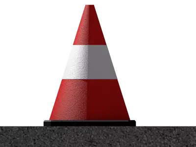 Traffic Cone 50 cm Road Construction Pylon Low Poly PBR 3D model