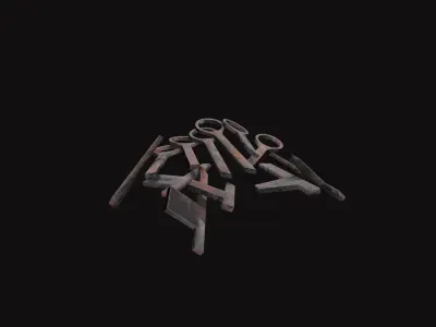Medieval Key Metal Scrap V02 Low-poly 3D model