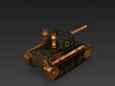 Steampunk Fantasy Tank 3D Model Low-poly 3D model