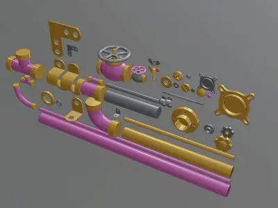 Steampunk details Set 2 Low-poly 3D model