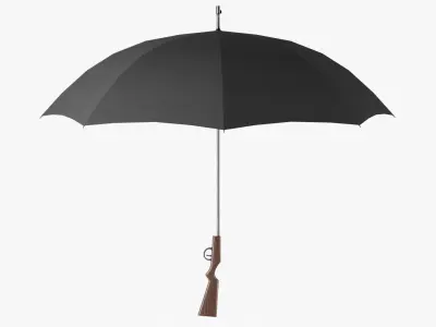 Umbrella gun Low-poly 3D model