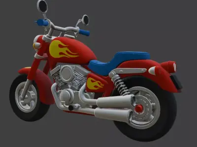 Cartoon Red Chopper Motorcycle 3D Model 3D model buy