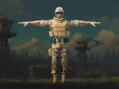Stylized Military Characters Modular Soldiers Low-poly 3D model