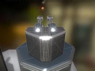 Low Poly Laser Gun Tower with Animations Low-poly 3D model