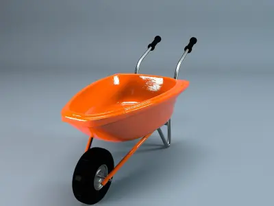Wheelbarrow orange - orange Free low-poly 3D model
