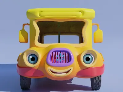 Cartoon  Bus 2 Low-poly 3D model