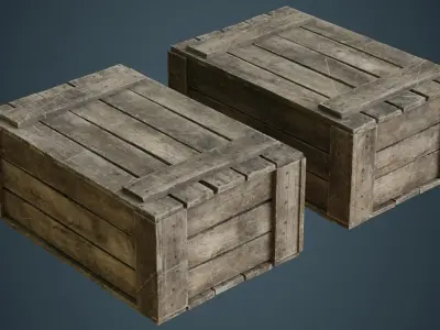 Wooden Box 4B Low-poly 3D model