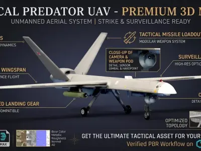 Military Predator Drone  Low-poly 3D model