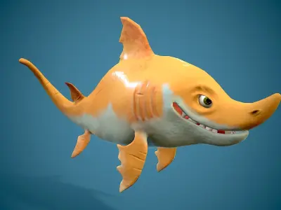 cartoon baby shark Low-poly 3D model